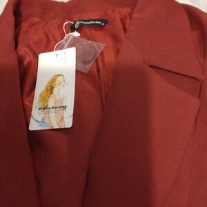 Women's Mauve Single-Button Long Blazer Jacket